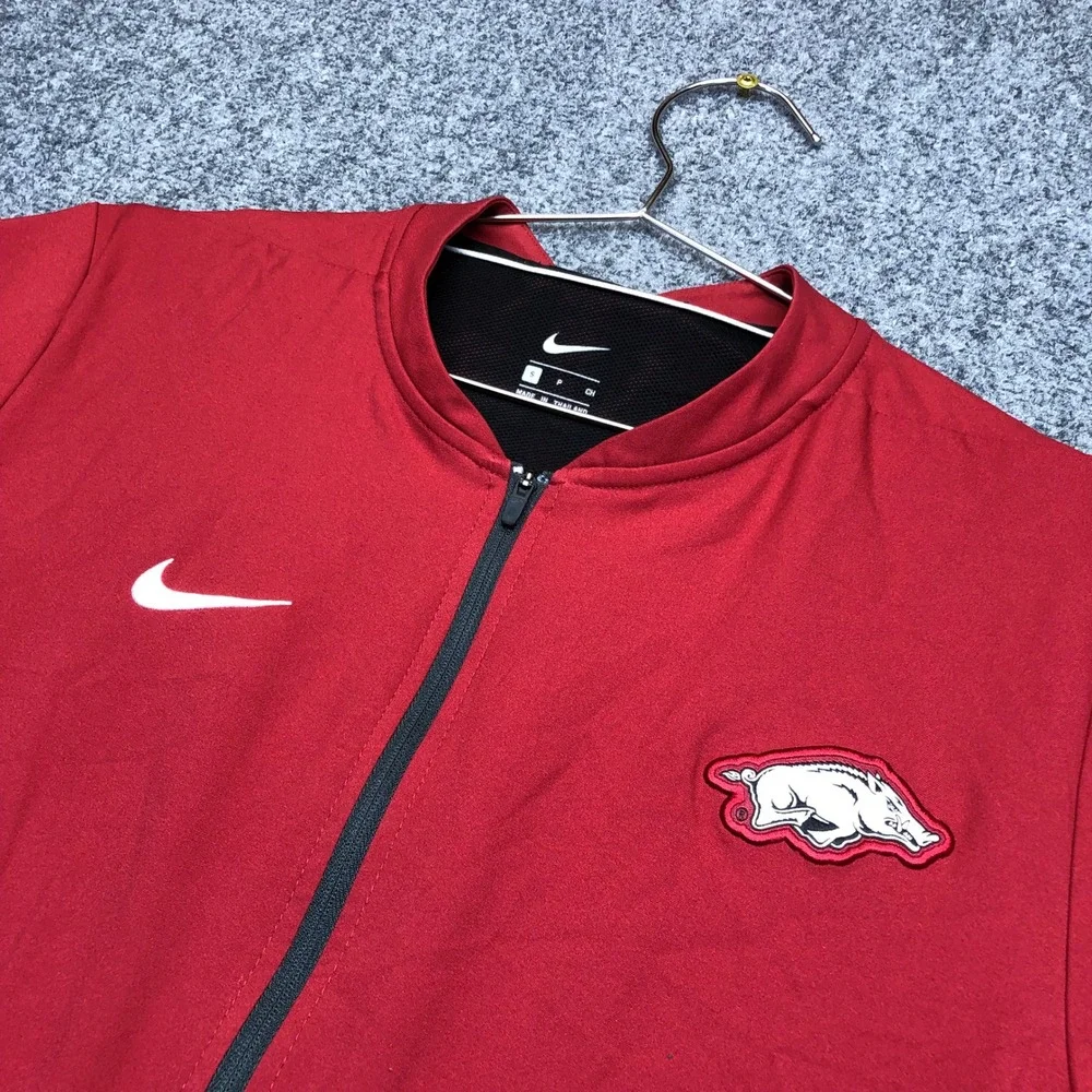 Nike Arkansas Razorbacks Full Zip Jacket Mens Small Red Athletic Windbreaker
